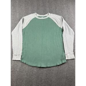 GAP Womens Long Sleeve Raglan Shirt Green and Gray Size XL